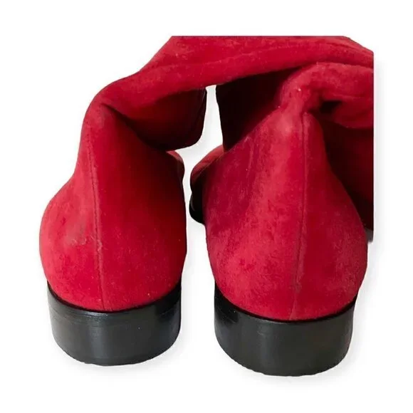 Vintage Yves Saint Laurent red suede long boots, Size 7 - Picture 9 of 15